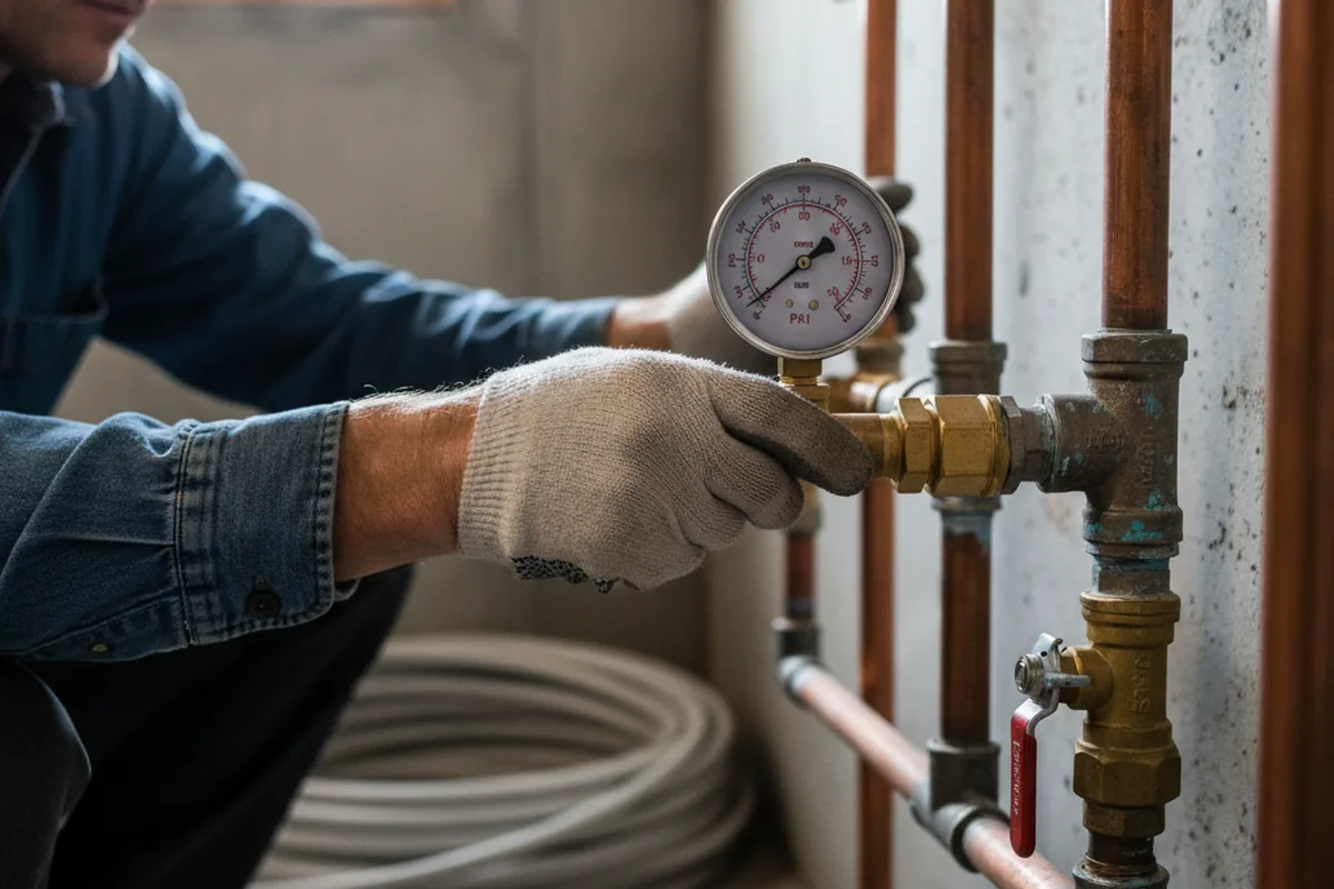 Pressure testing a repaired line during Water Line Repair in Caddo Mills